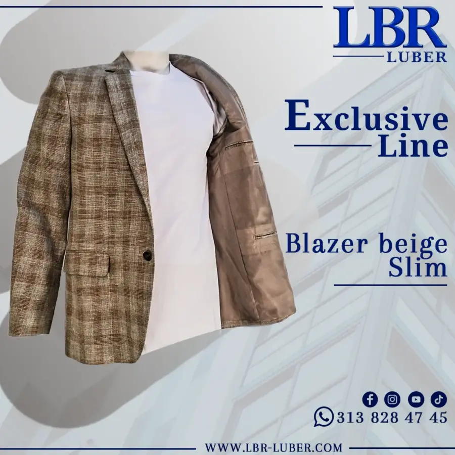 Blazer Beige Slim cuadrado